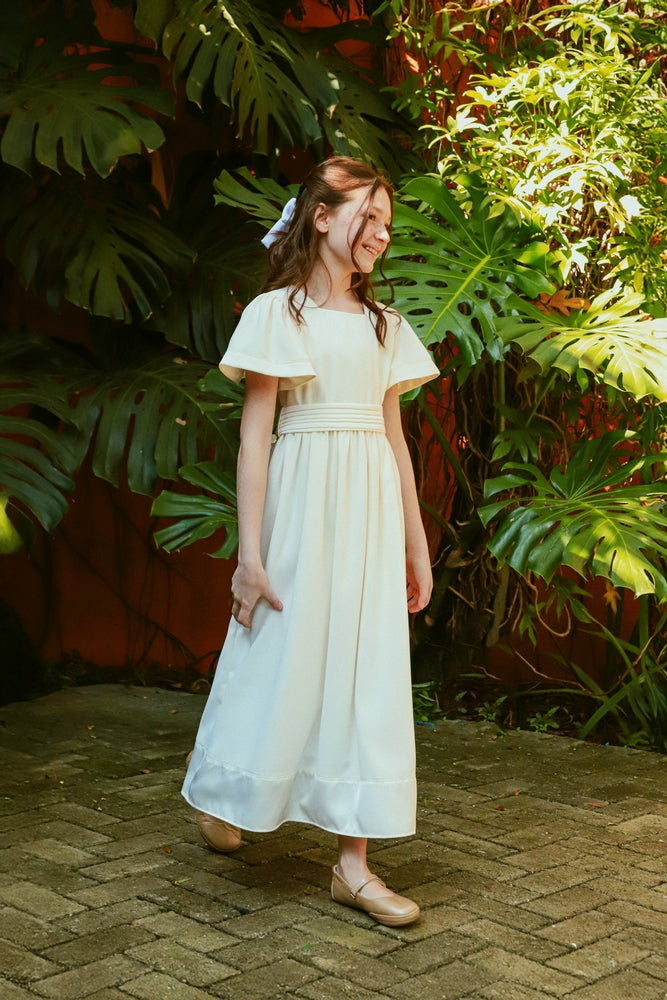 Vestido Infantil Audrey Crepe Off White