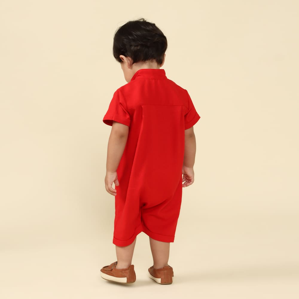 Macacão Natal Bebê Bento Viscolinho Vermelho