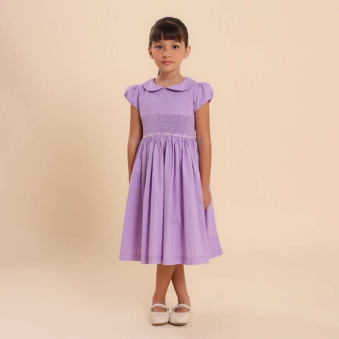 Vestido Bordado Infantil Clara Lilás