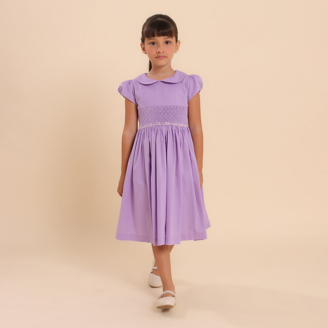Vestido Bordado Infantil Clara Lilás