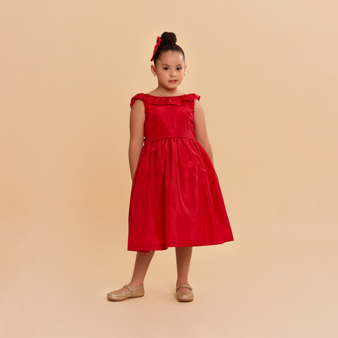 Vestido Festa Infantil Babado Vermelho