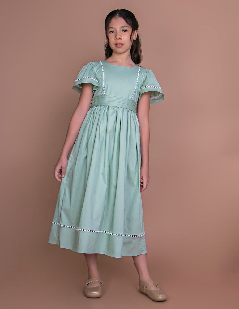 Vestido Infantil Poesia Longo Verde Celadon