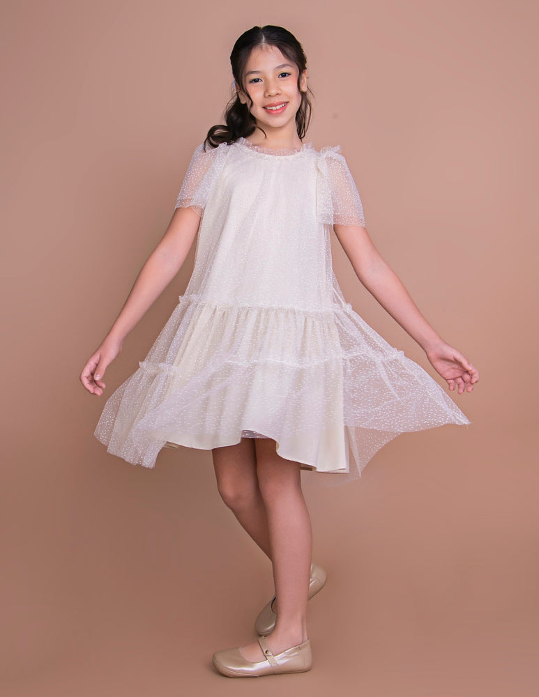 Vestido Infantil Paris Tule Bege