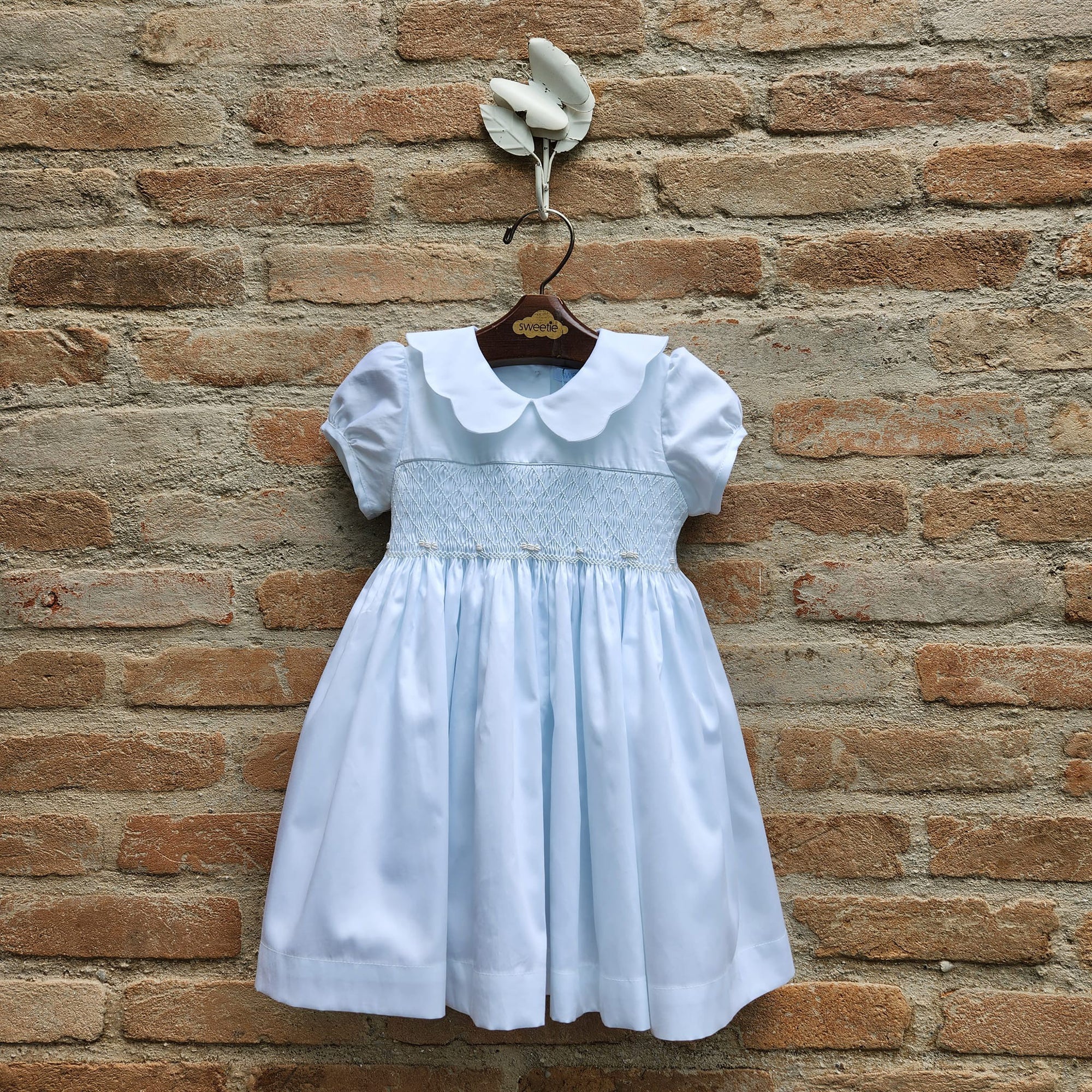 Vestido Bordado Bebê Gola Matame Branco Acetinado