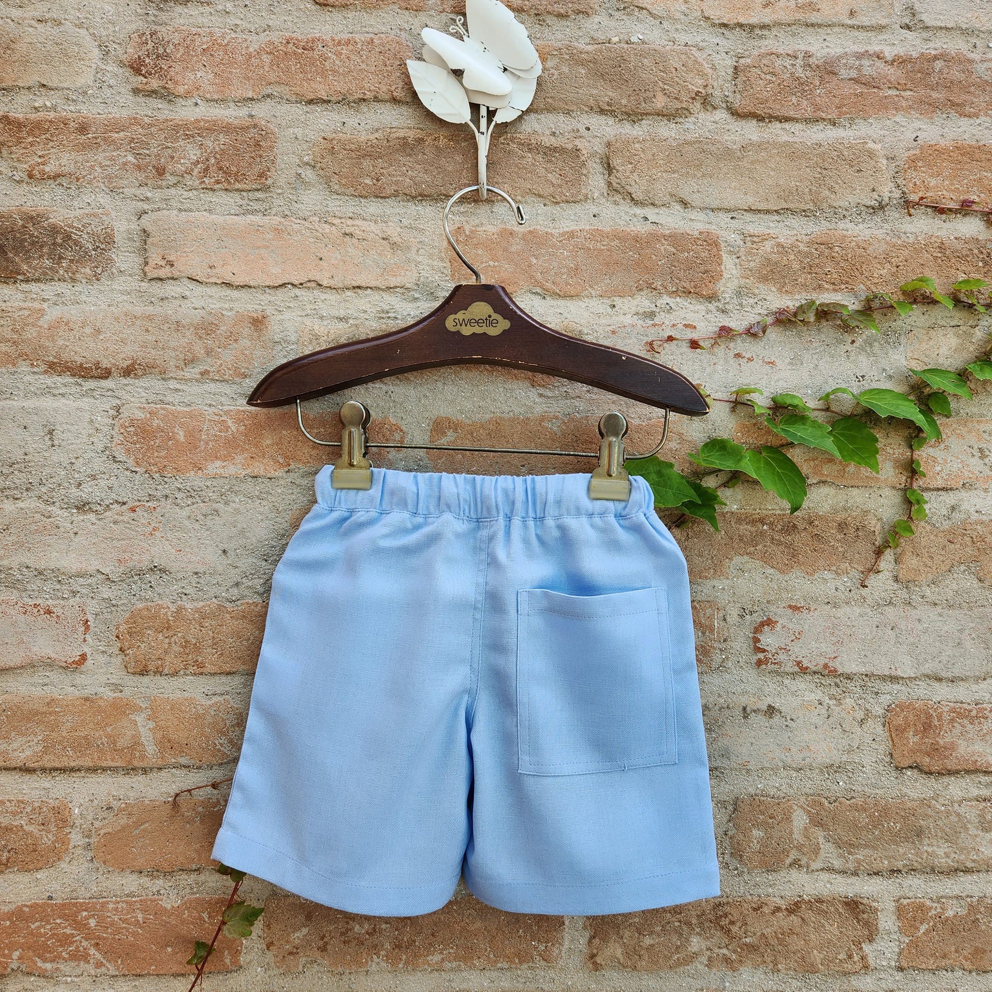 Shorts Infantil Vitor Linho Azul Bebê