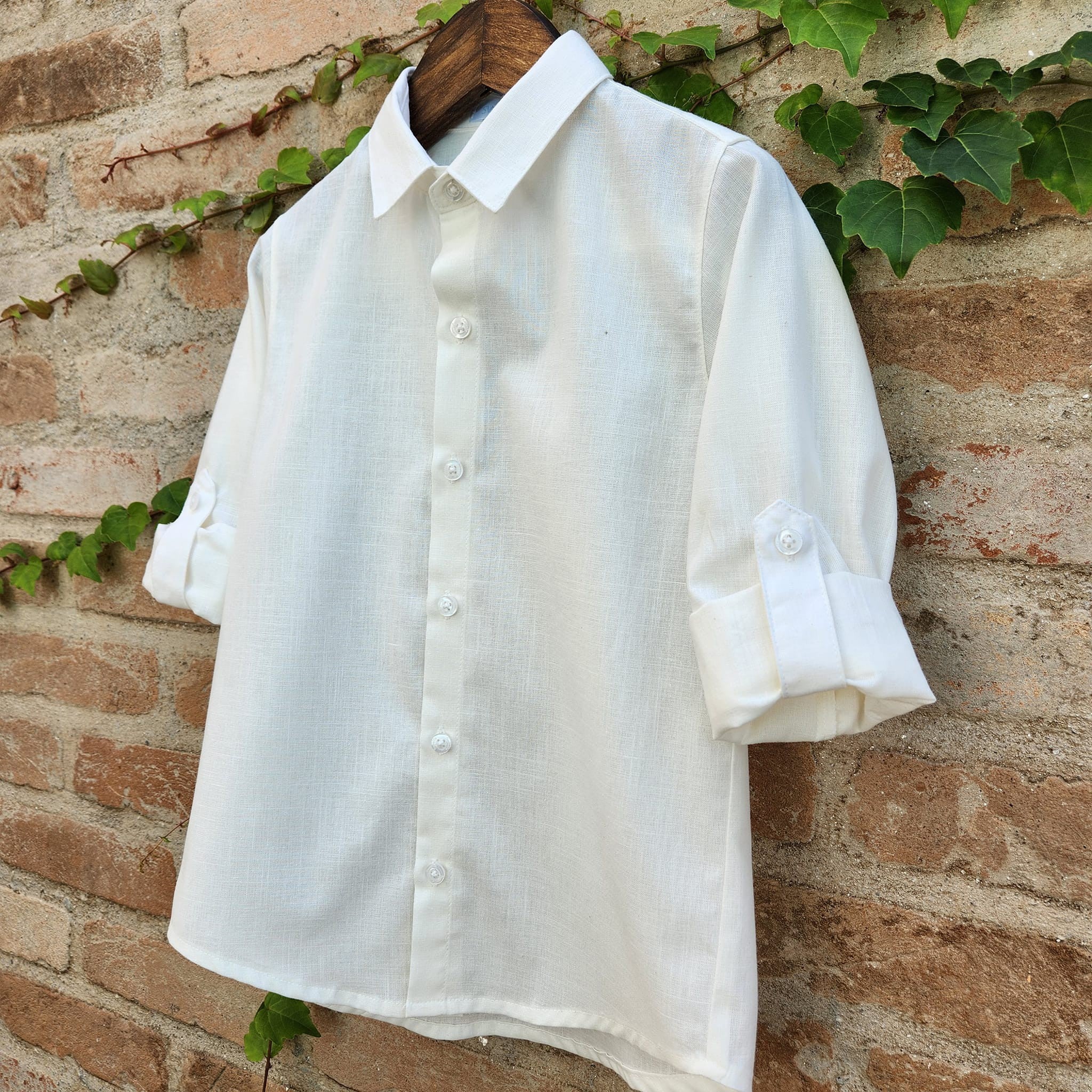 Camisa Scott Off White - Infanto Juvenil - Mangas dobradas