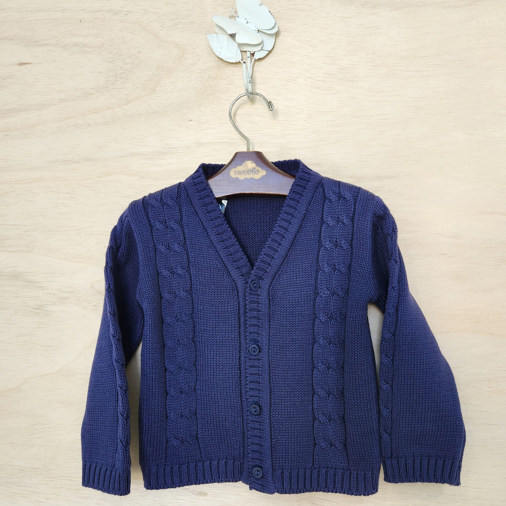 Cardigan Bebê De Tricot Benjamin Azul Marinho