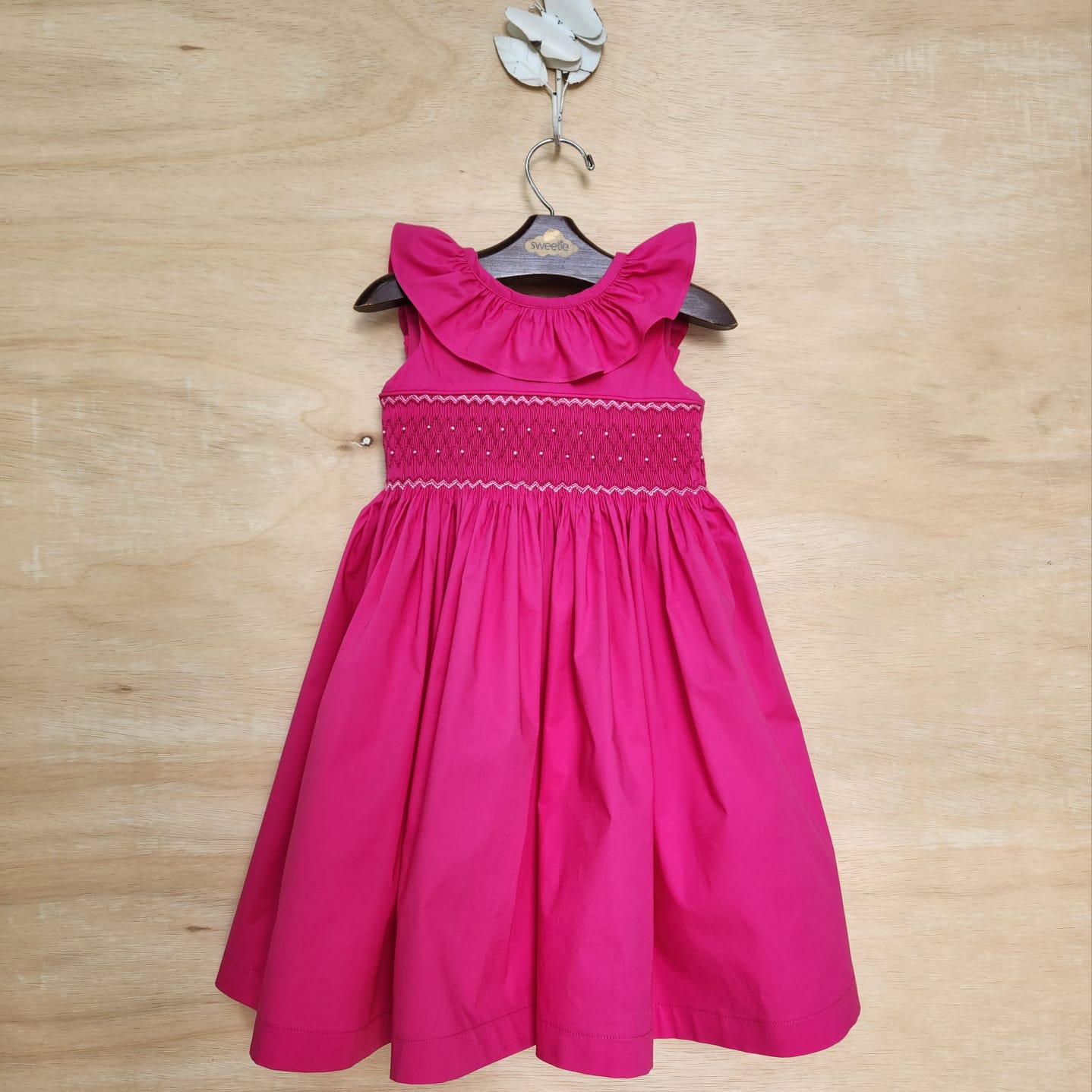 Vestido Bebê Bordado Babado Pink