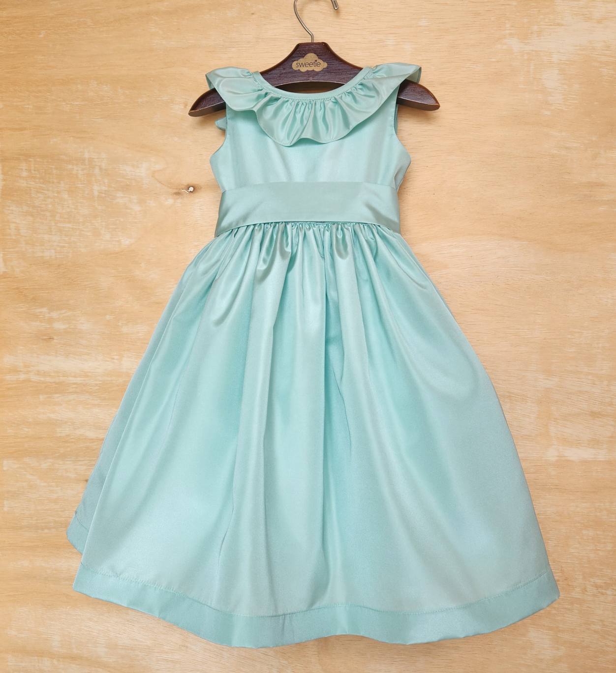 Vestido Festa Infantil Babado Verde Celadon