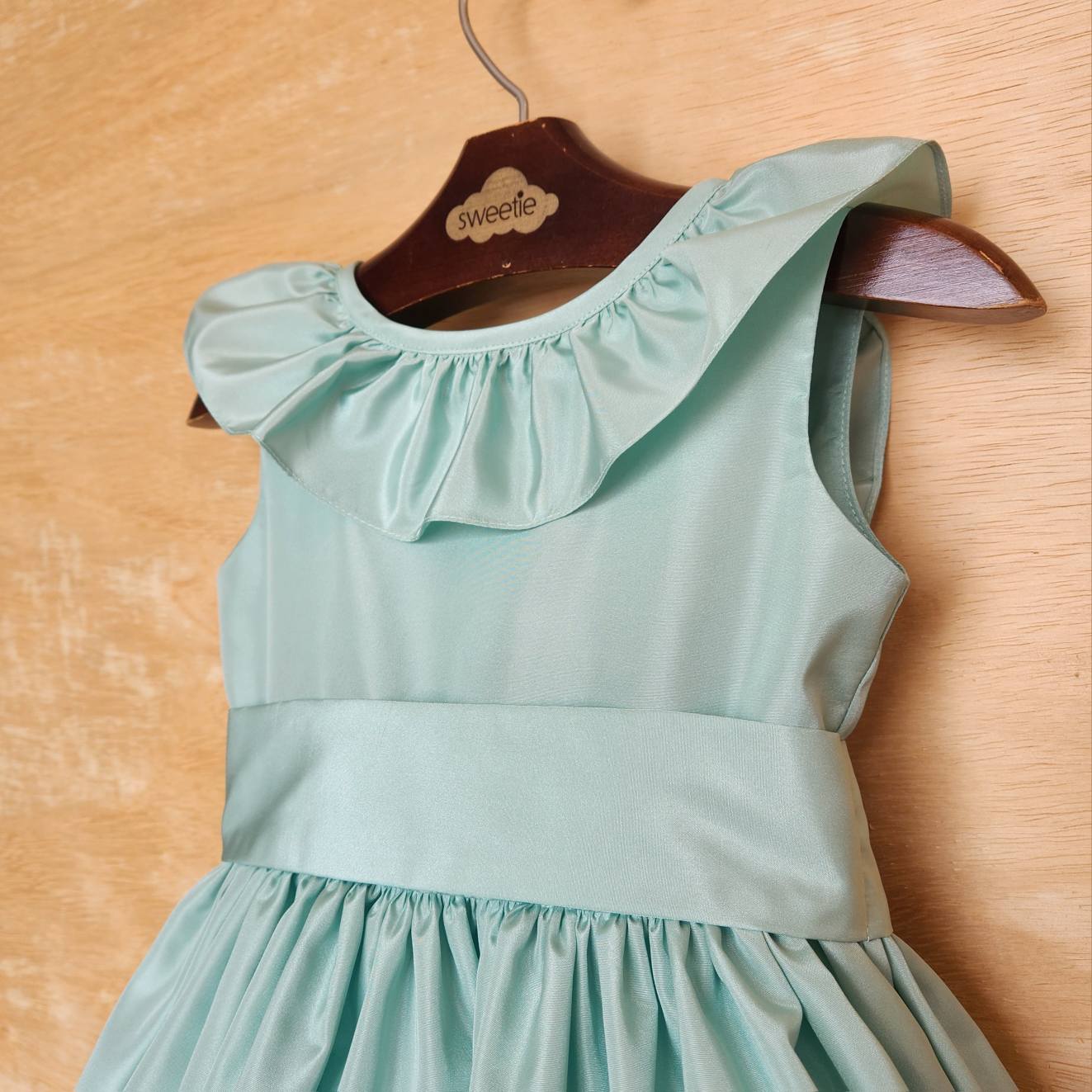 Vestido Festa Bebê Babado Verde Celadon