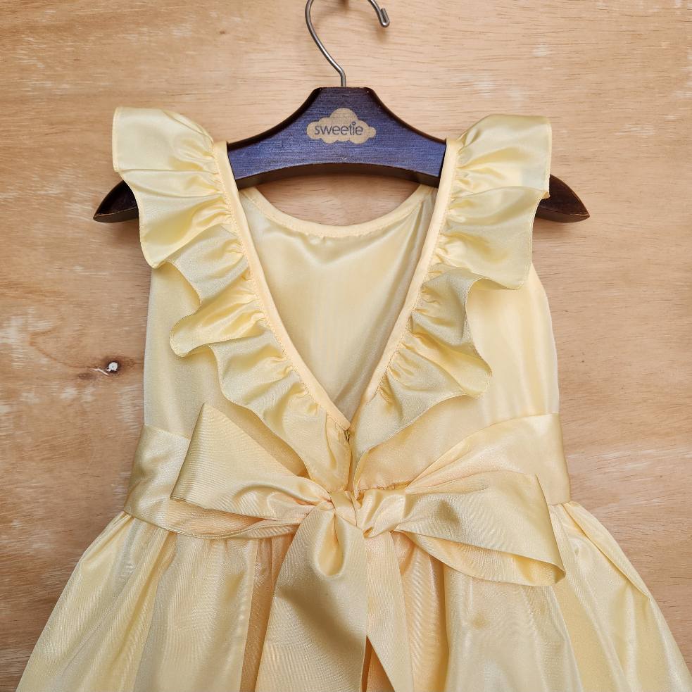 Vestido Festa Infantil Babado Amarelo