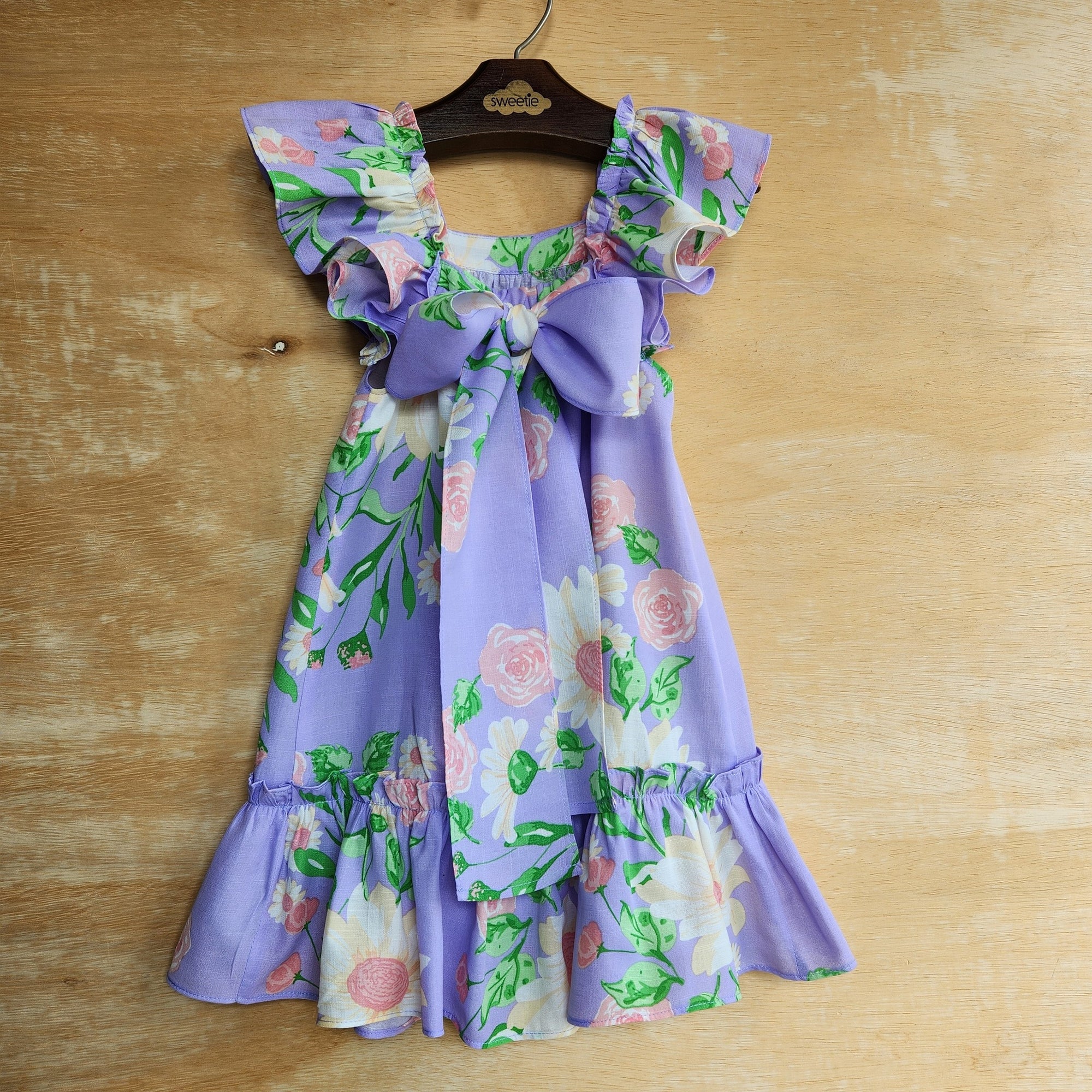 Vestido Infantil Bolonha Floral Lilás