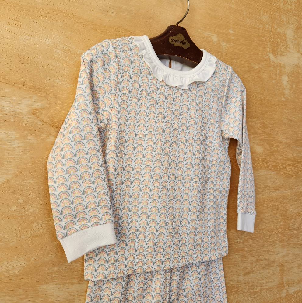 Pijama Menina Camisa e Calça ML Arco-íris