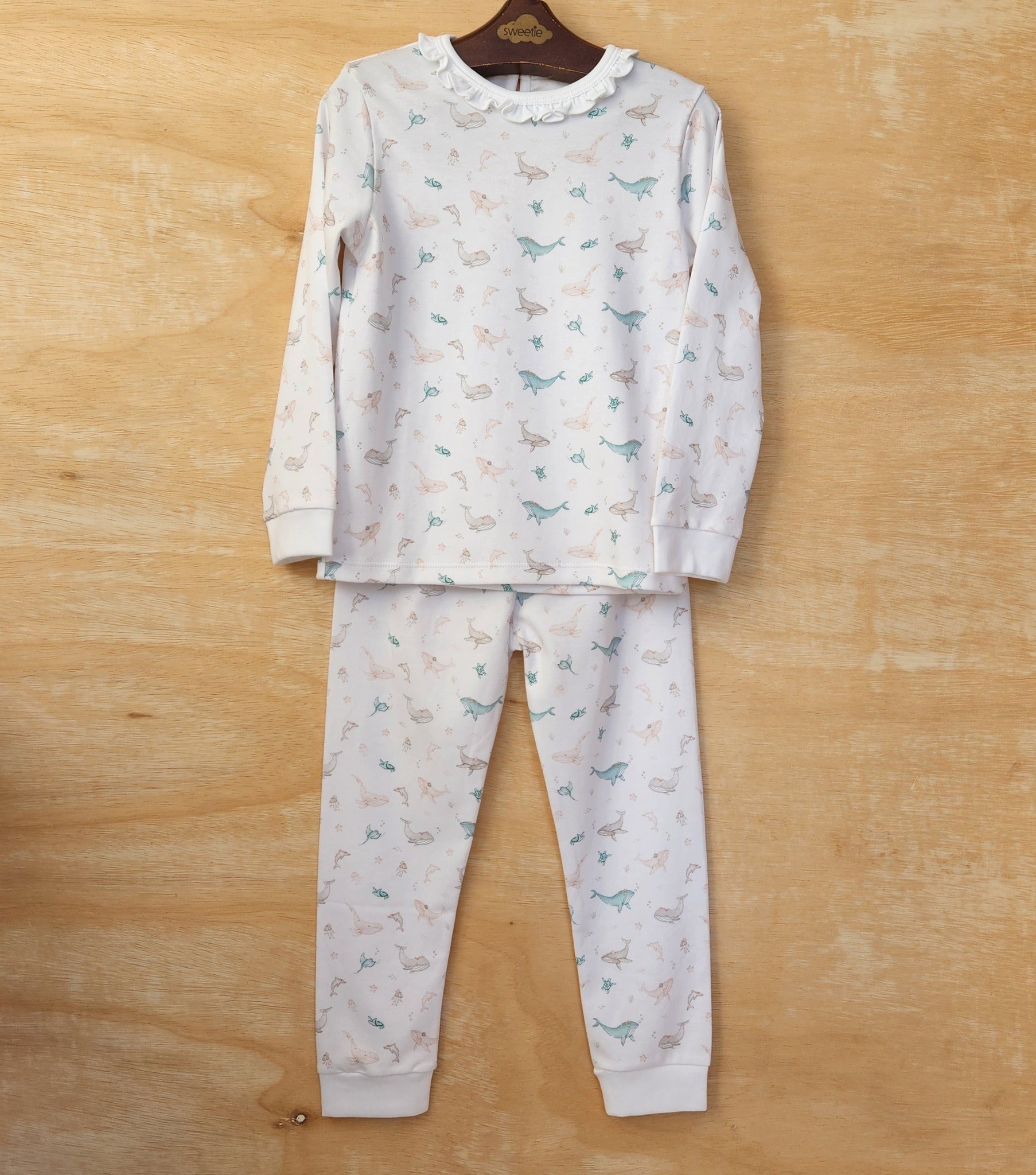 Pijama Menina Camisa e Calça ML Oceano