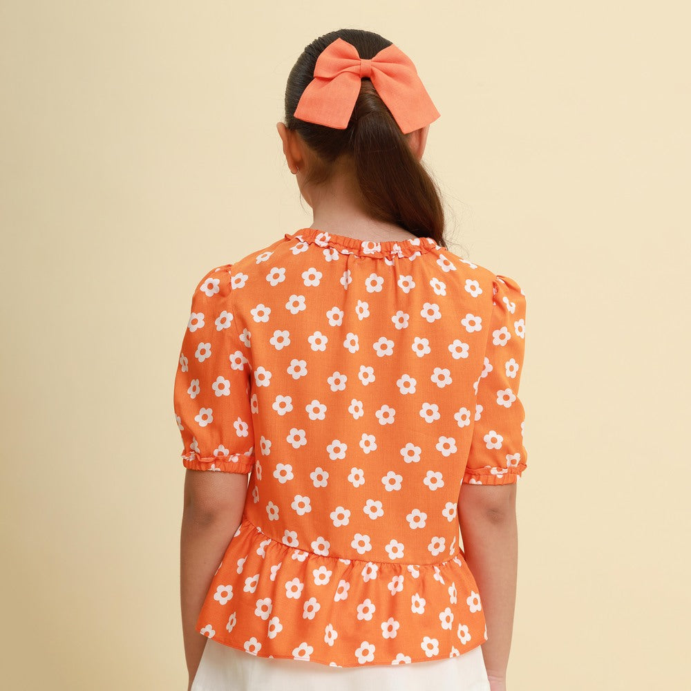 Bata Infantil Lyon Florzinha Laranja