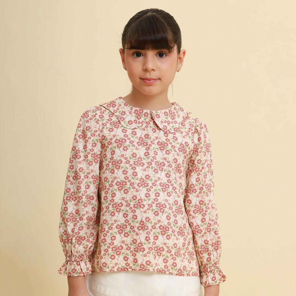 Blusa Fiorella Florzinha Bege