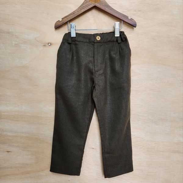 Calça Infantil de Linho Verde Militar