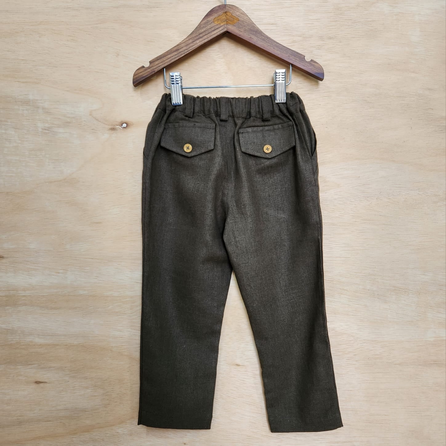 Calça Infantil de Linho Verde Militar