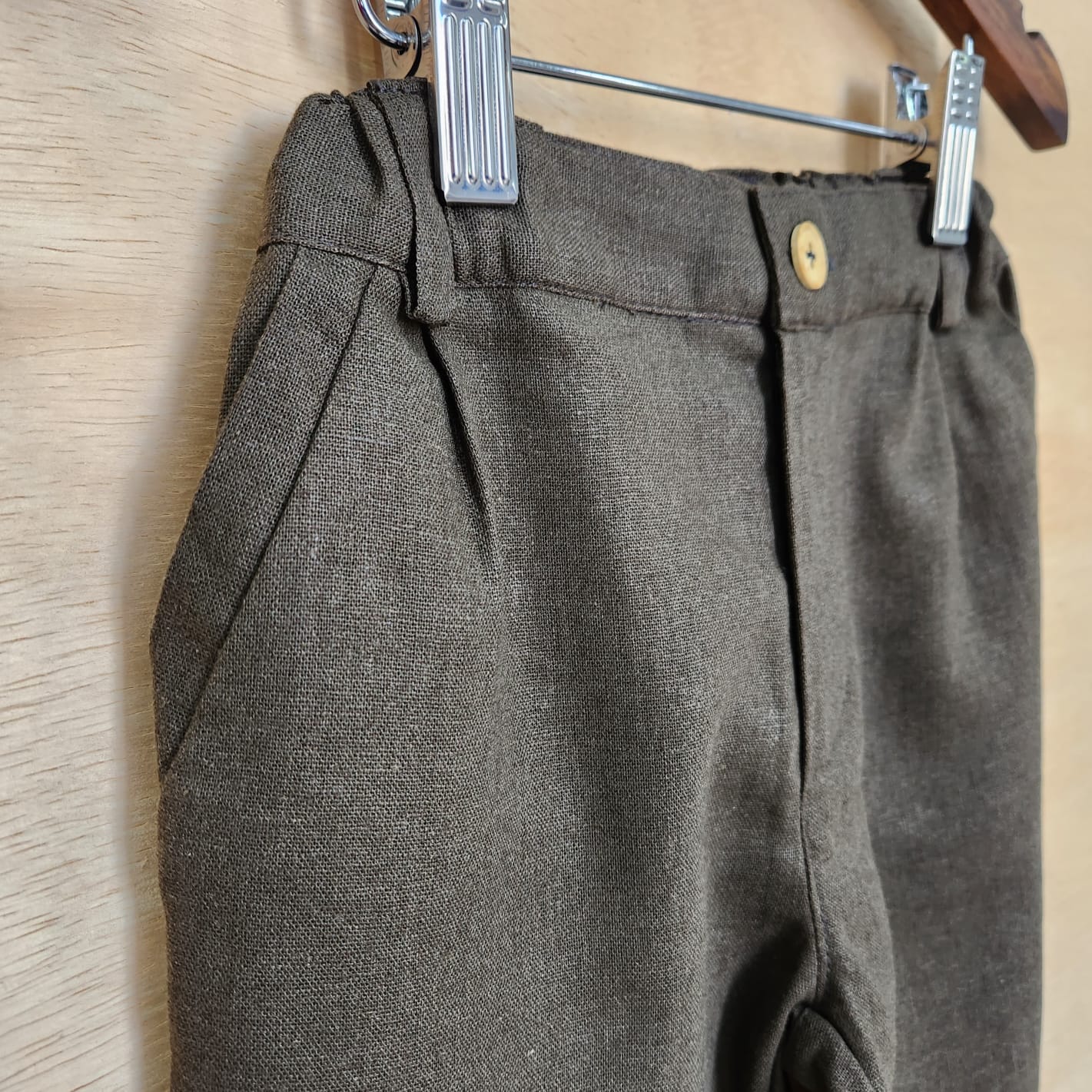 Calça Infantil de Linho Verde Militar