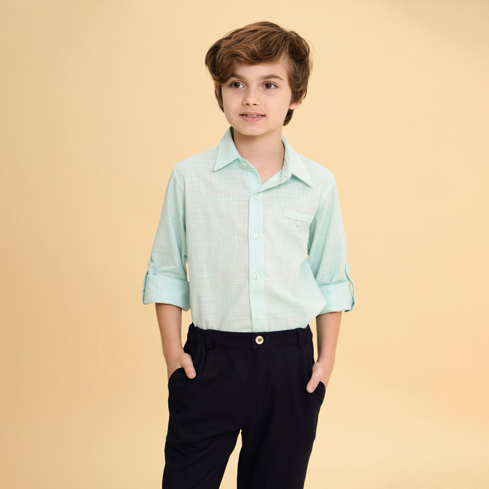 Calça Infantil de Linho Azul Marinho