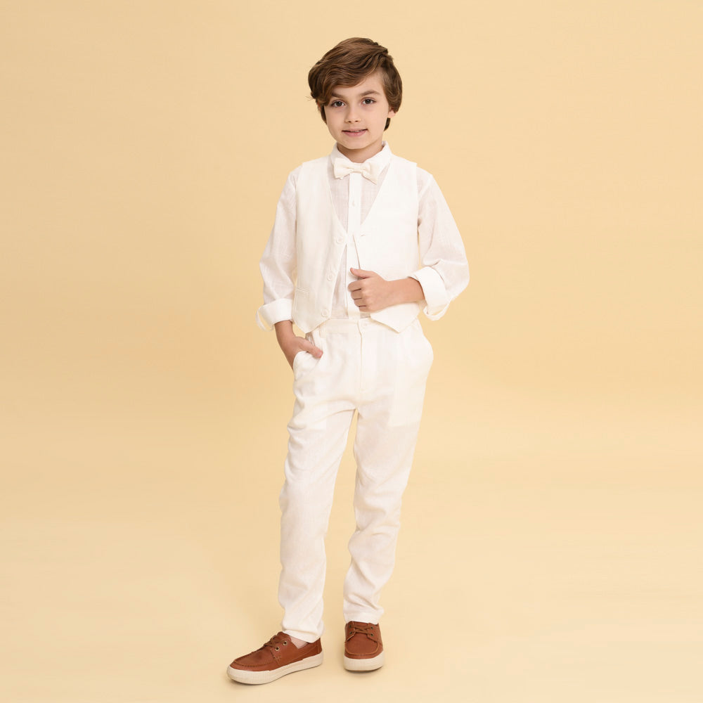 Calça Infantil de Linho Off White