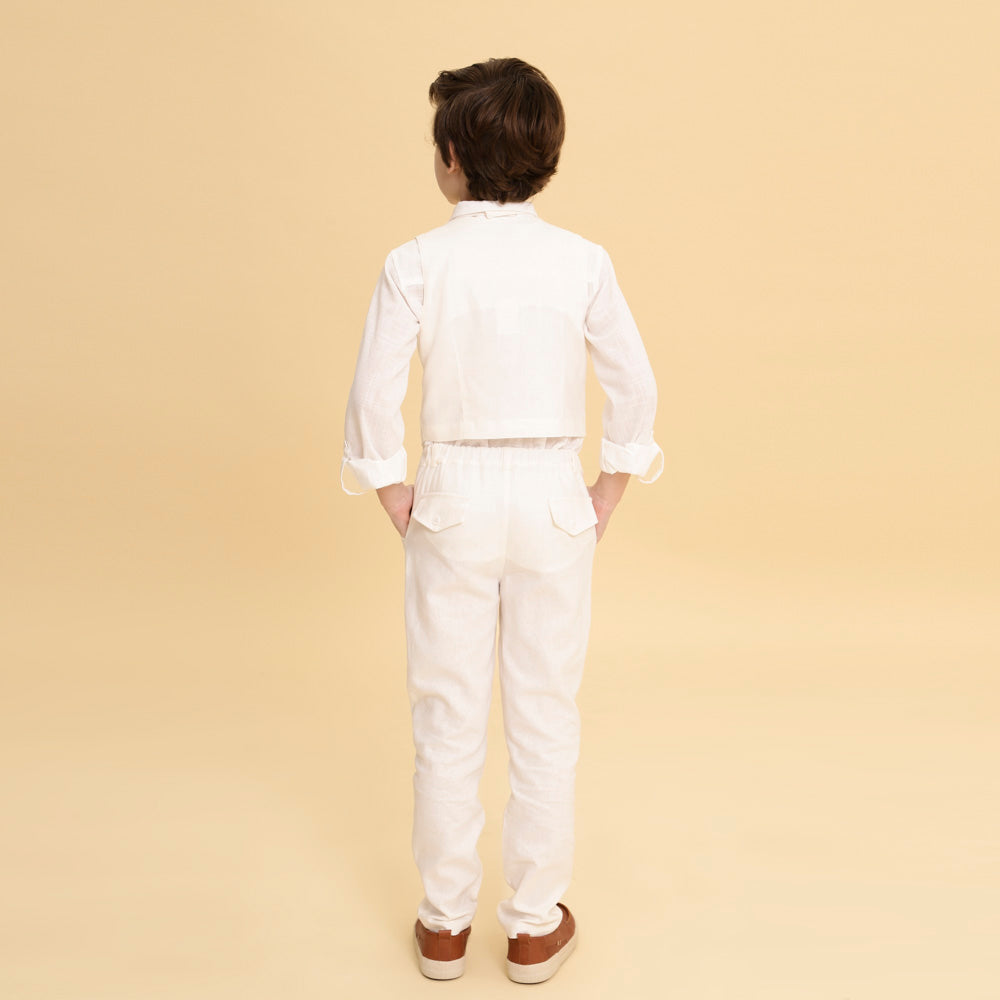 Calça Infantil de Linho Off White