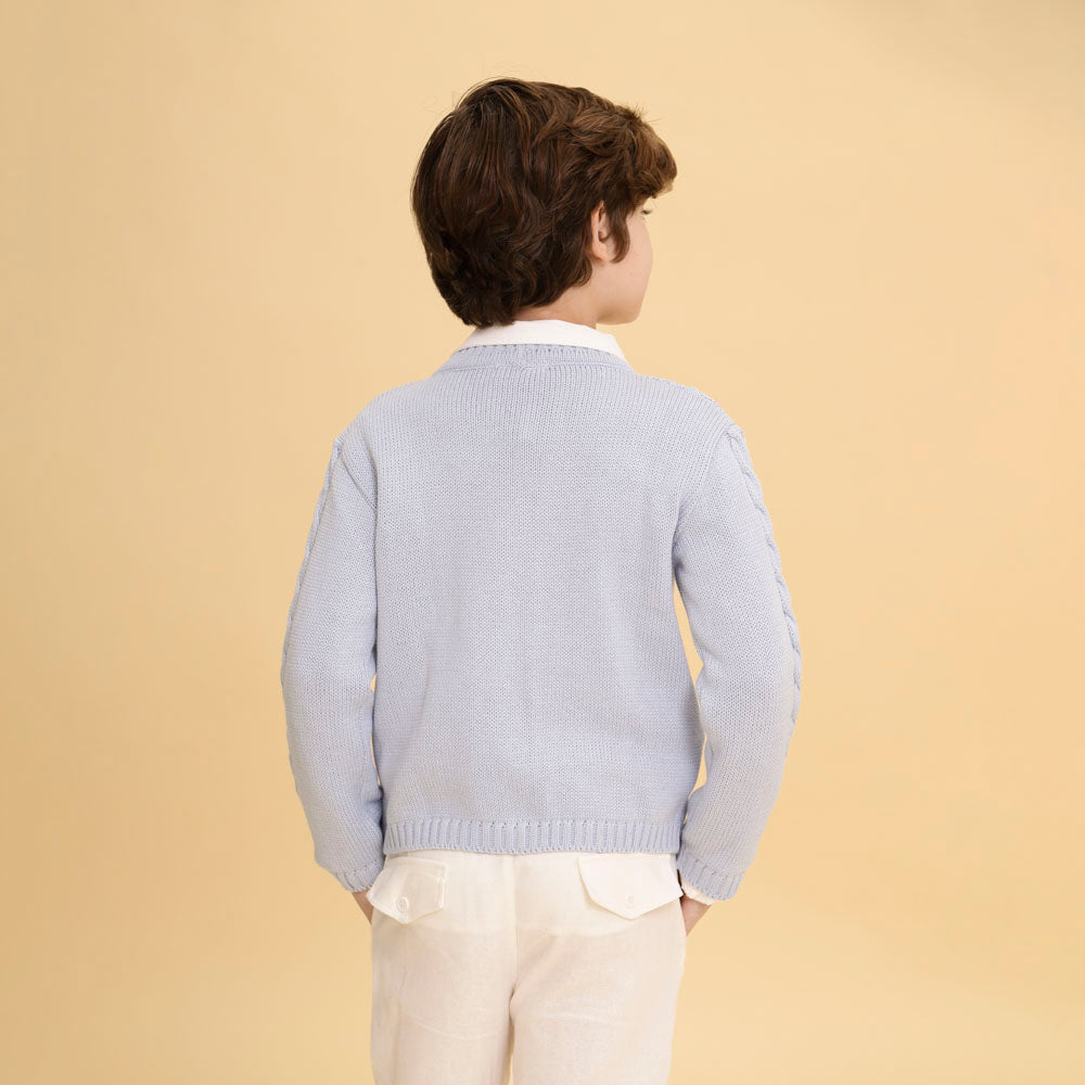 Cardigan Infantil De Tricot Benjamin Azul