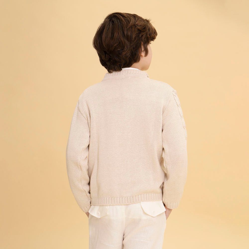 Cardigan Infantil De Tricot Benjamin Bege