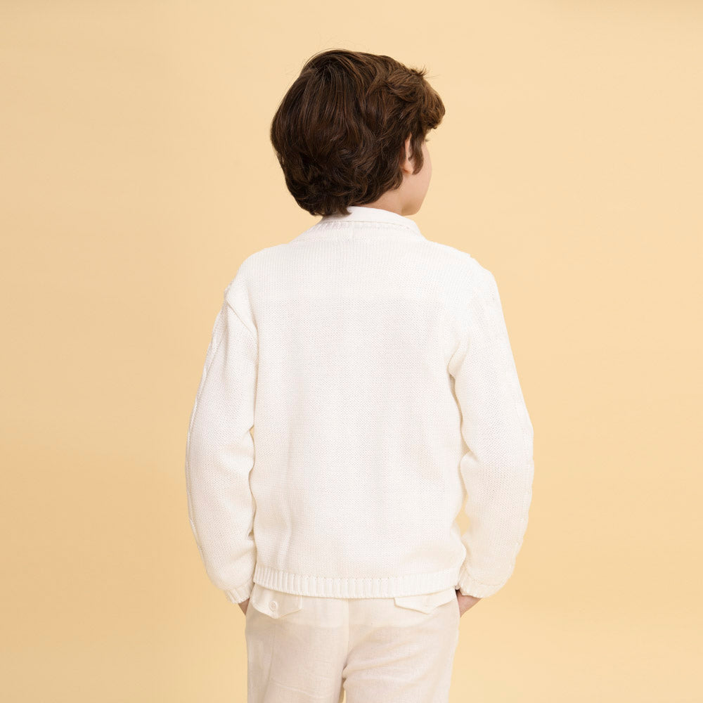 Cardigan Infantil De Tricot Benjamin Branco