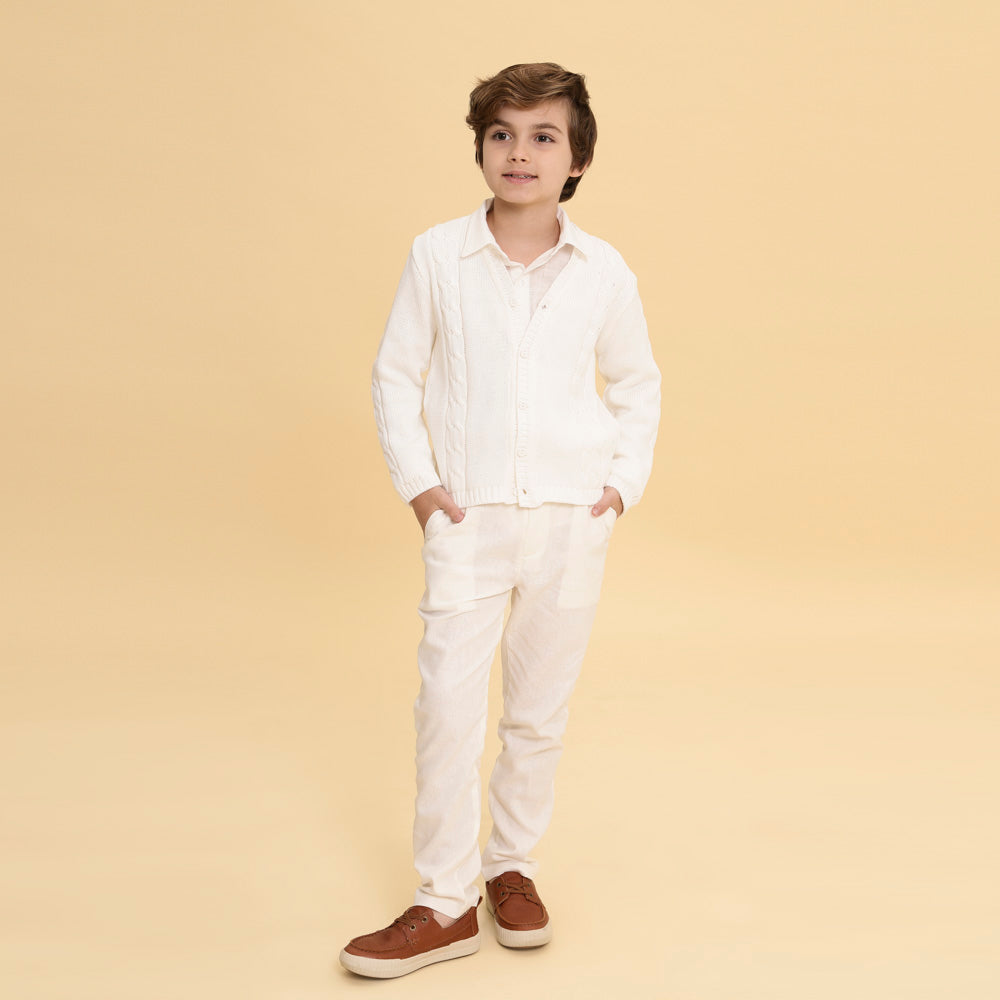 Cardigan Infantil De Tricot Benjamin Branco