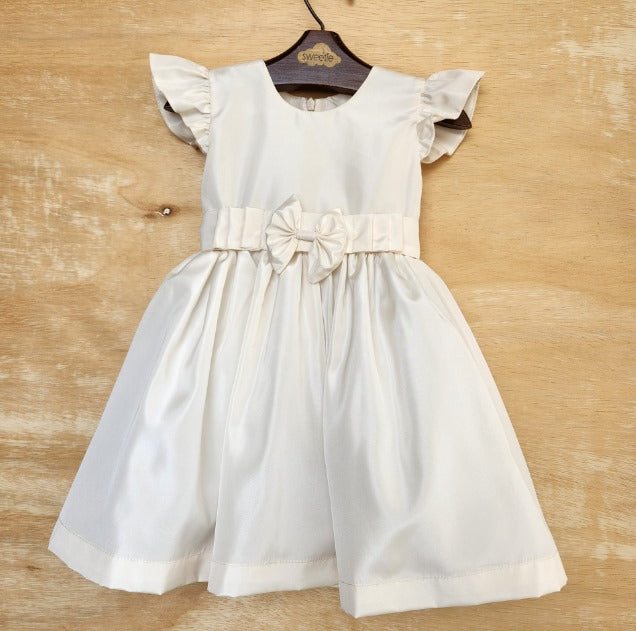 Vestido Festa Bebê Laço Abinha Off White