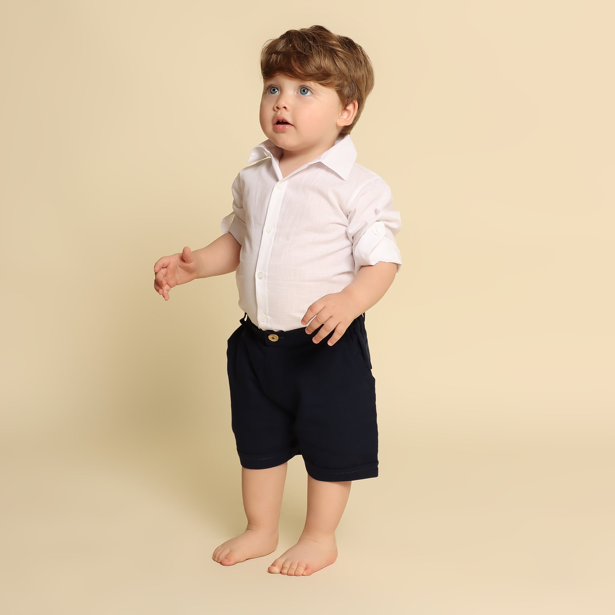 Shorts Bebê de Linho Azul Marinho