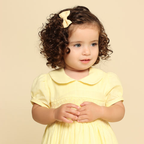 Vestido Bordado Bebê Hortênsia Amarelo