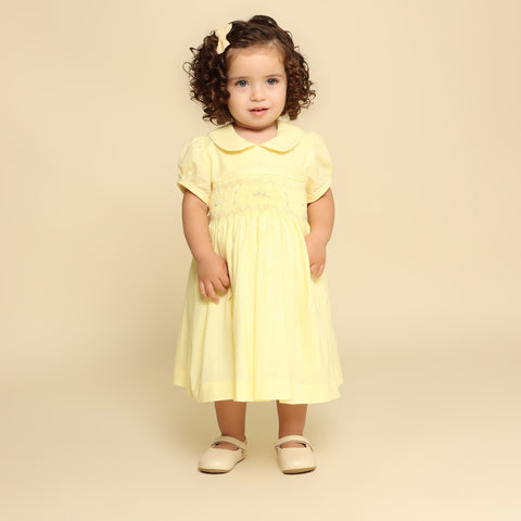 Vestido Bordado Bebê Hortênsia Amarelo