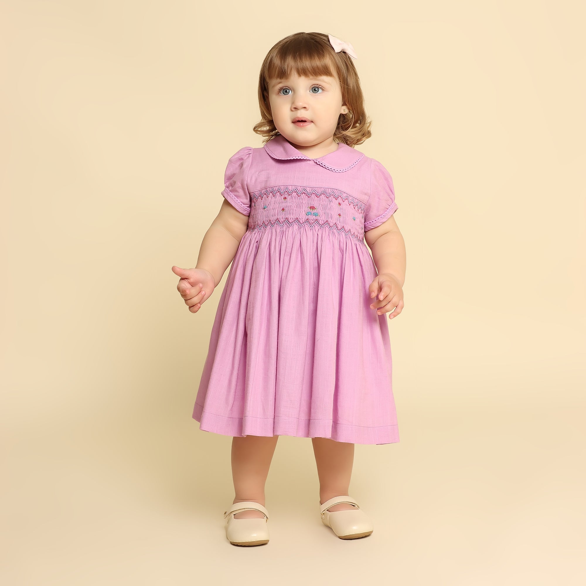 Vestido Bordado Bebê Hortênsia Lilás