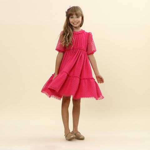 Vestido Infantil Lírio Tule Pink