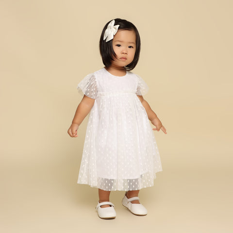 Vestido Bebê Priscila Tule Branco