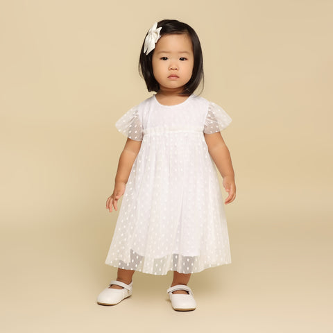 Vestido Bebê Priscila Tule Branco