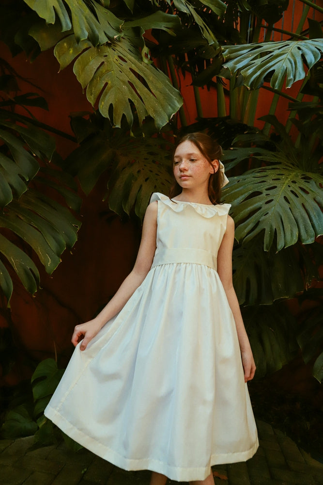 Vestido Festa Infantil Babado Off White