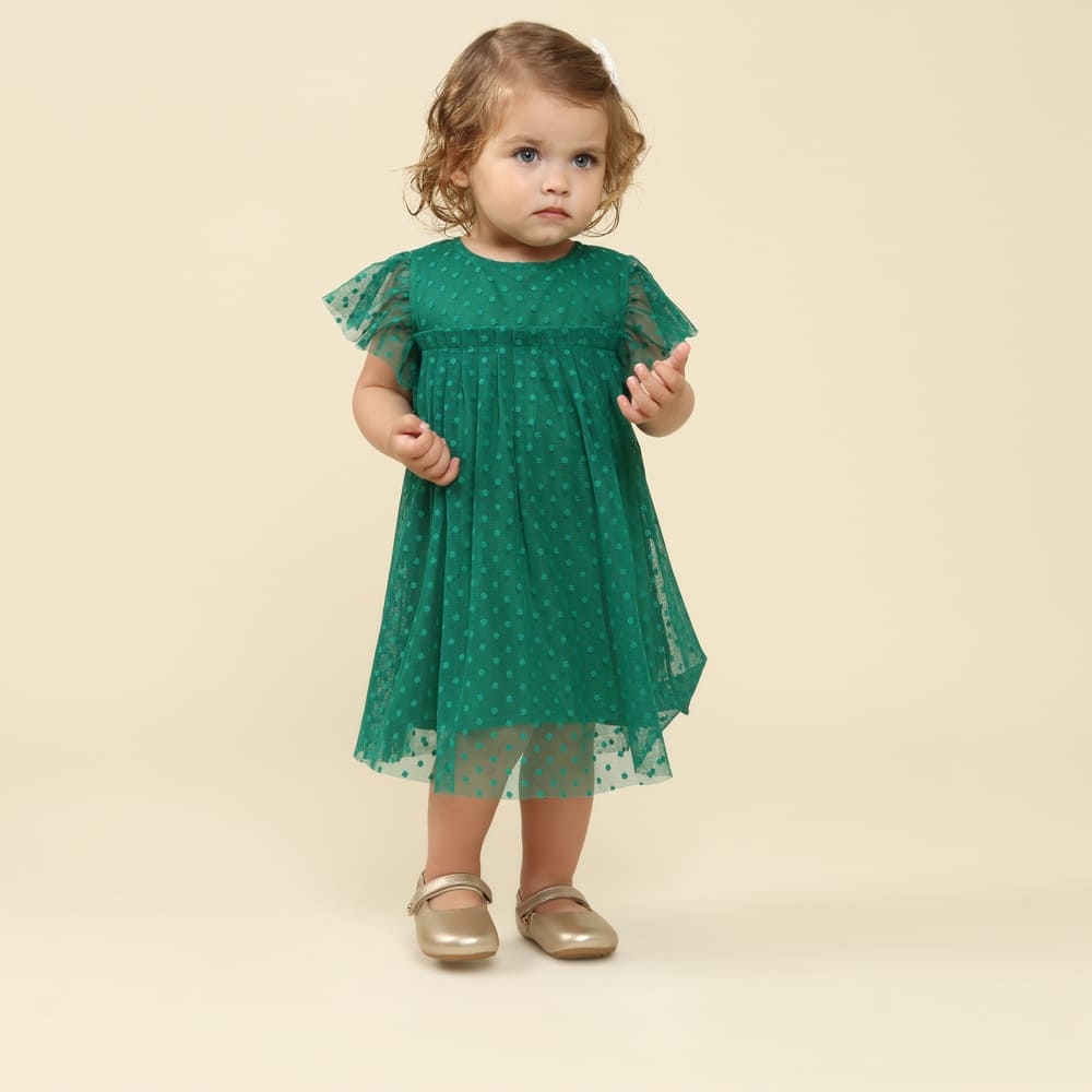 Vestido Bebê Priscila Tule Verde