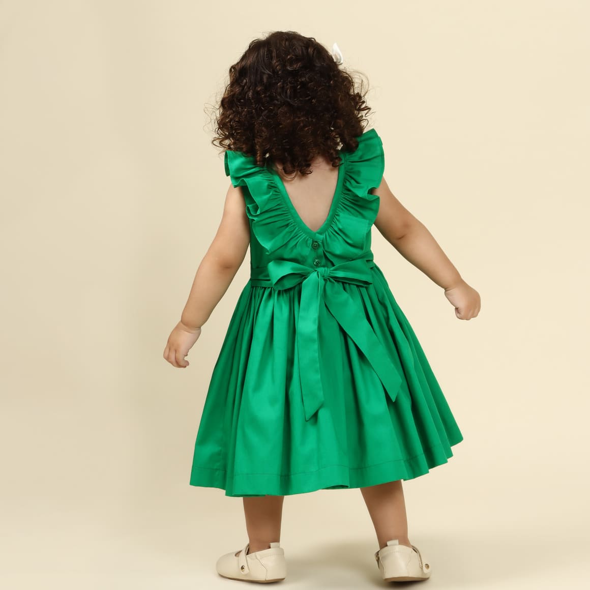 Vestido Natal Bebê Bordado Babado Verde