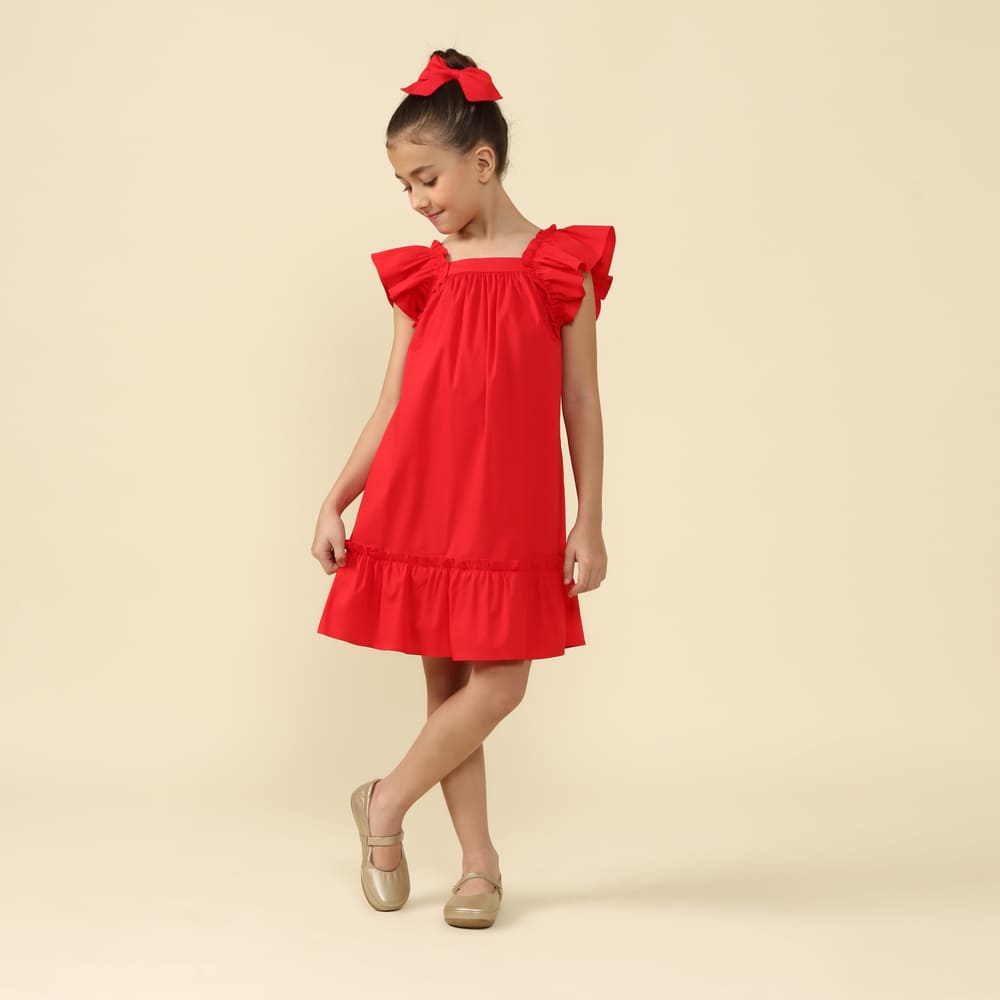 Vestido Natal Infantil Bolonha Vermelho