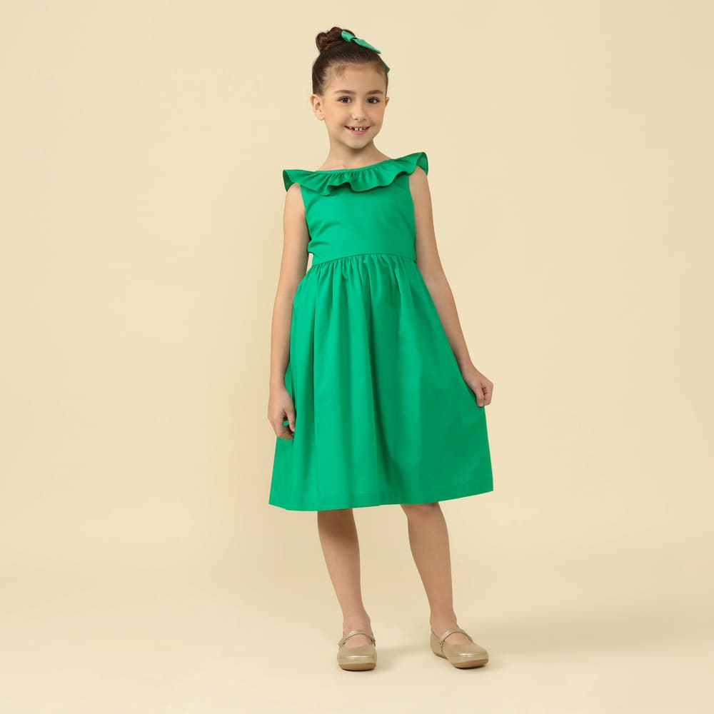 Vestido Natal Infantil Babado Verde