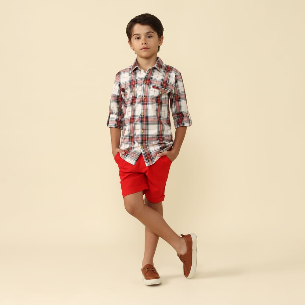 Camisa Natal Infantil Scott Xadrez