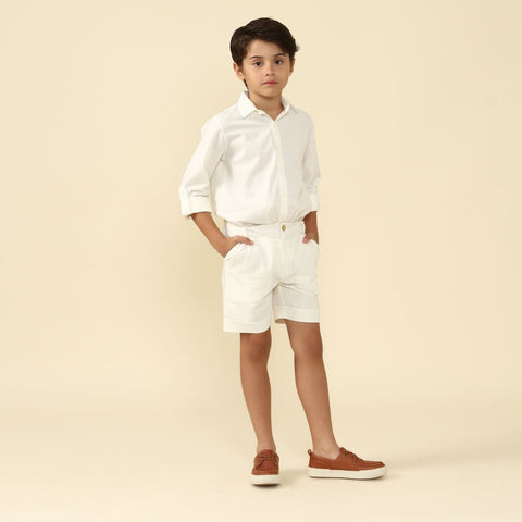 Shorts Infantil de Linho Off White