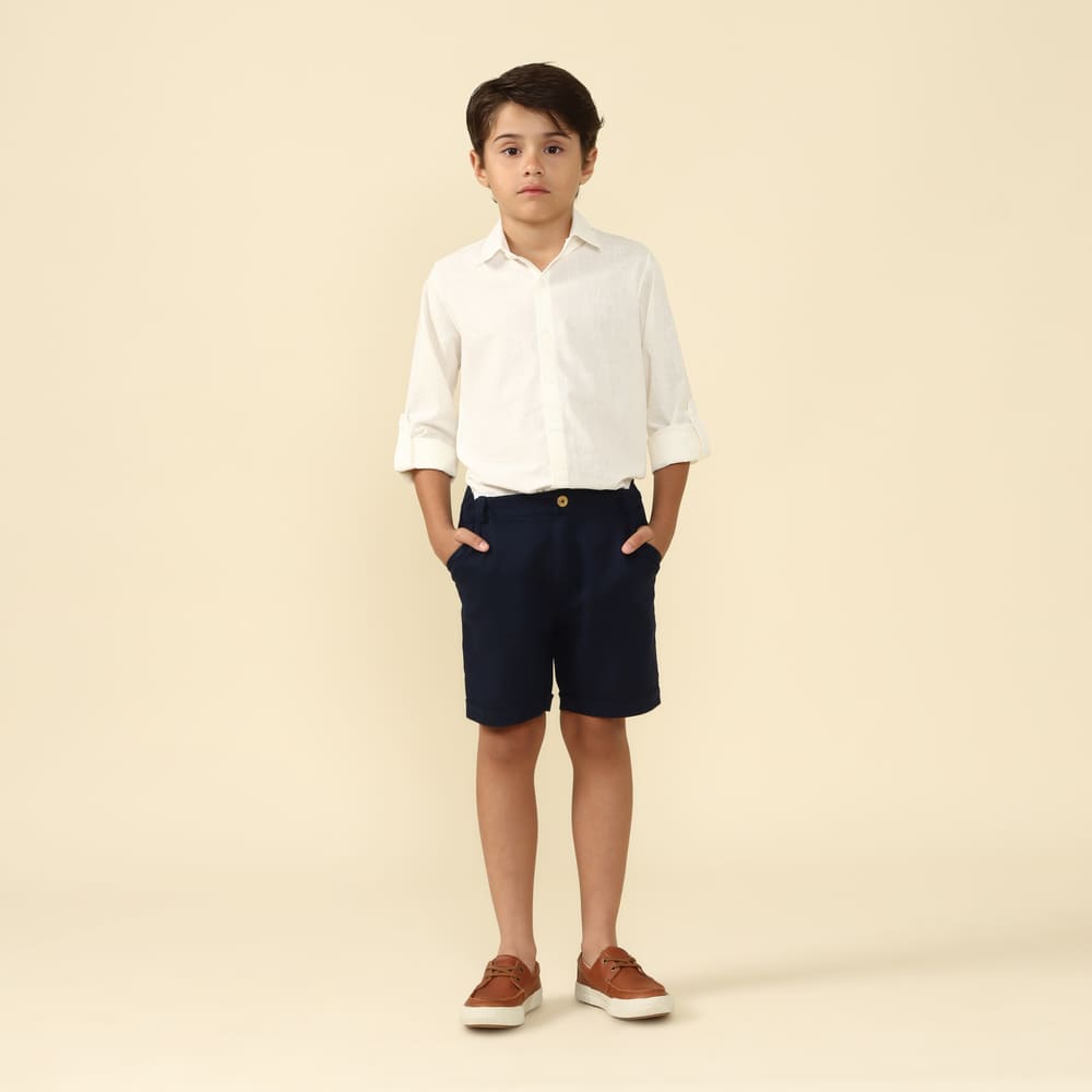 Shorts Infantil de Linho Azul Marinho