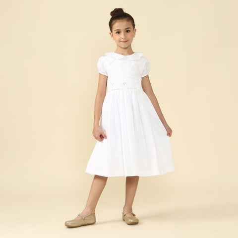 Vestido Bordado Infantil Anne Branco Acetinado
