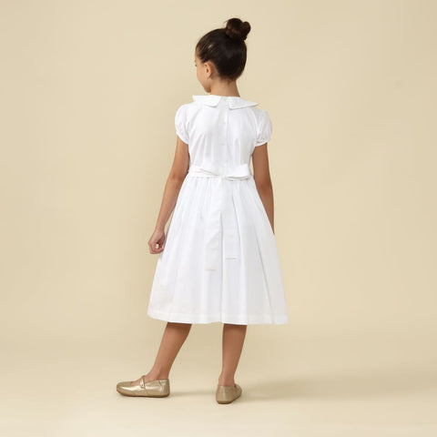 Vestido Bordado Infantil Anne Branco Acetinado