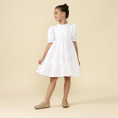 Vestido Infantil Lírio Branco Acetinado