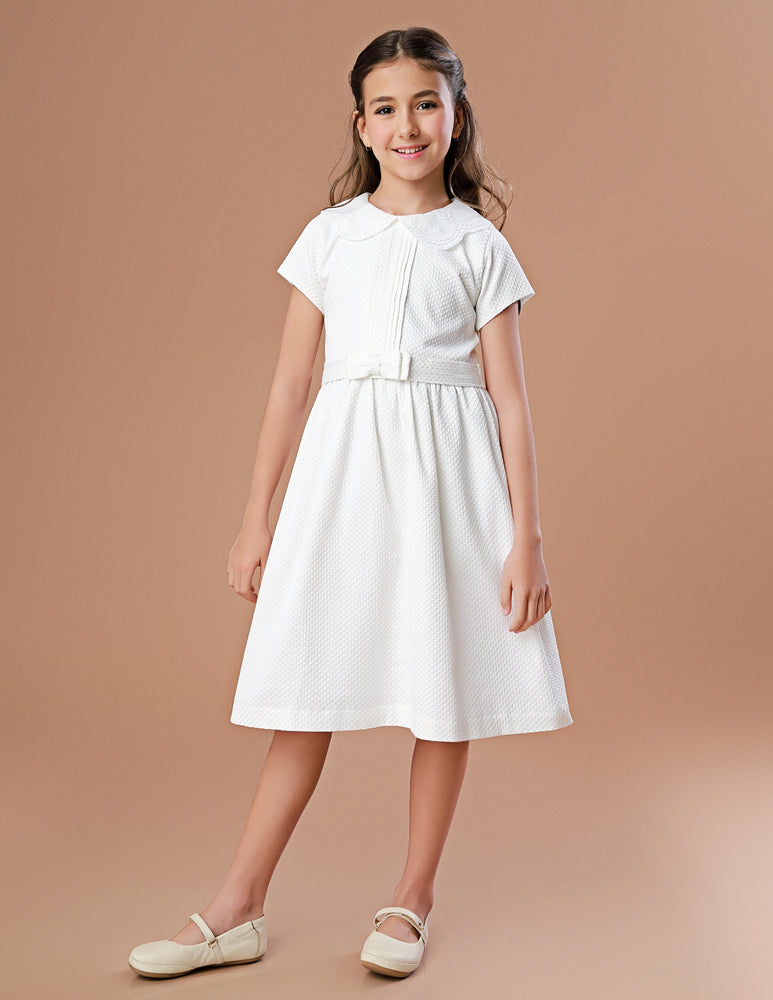 Vestido Infantil Juliette Jacquard Off White